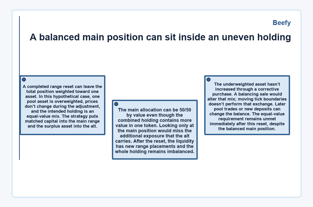 Diagram: A balanced main position can sit inside an uneven holding (Beefy)